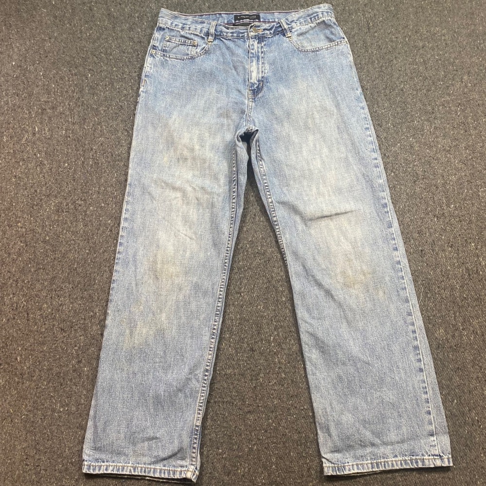 Kenneth Cole New York Jeans Sz 34 Men Blue Skater Grunge Straight Leg Light Wash